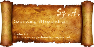 Szarvasy Alexandra névjegykártya